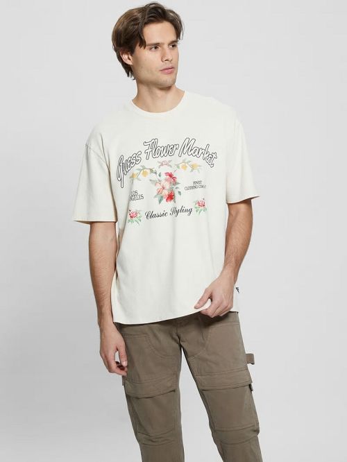 Guess Eco Flower Market Tee Albi | GUESS-SN30582