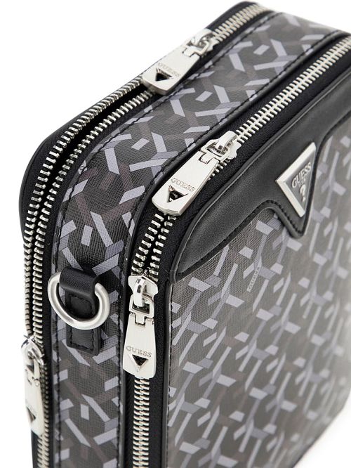 Guess Eco G Woven Double-Zip Crossbody Bag Negrii | GUESS-SN31697
