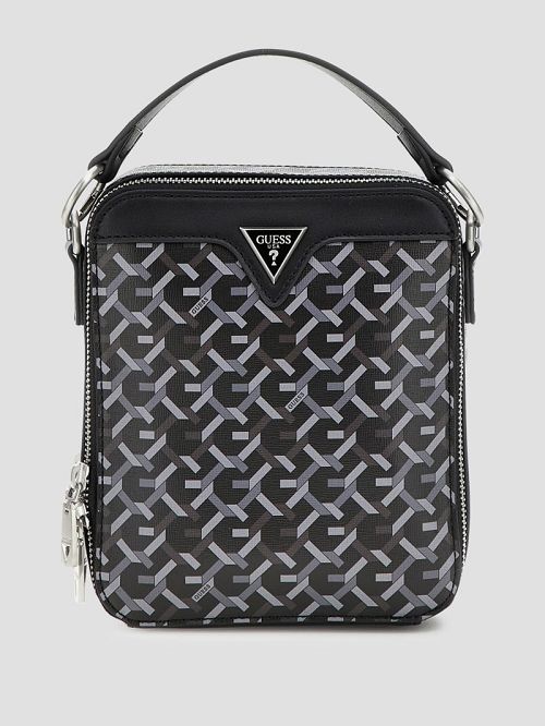Guess Eco G Woven Double-Zip Crossbody Bag Negrii | GUESS-SN31697
