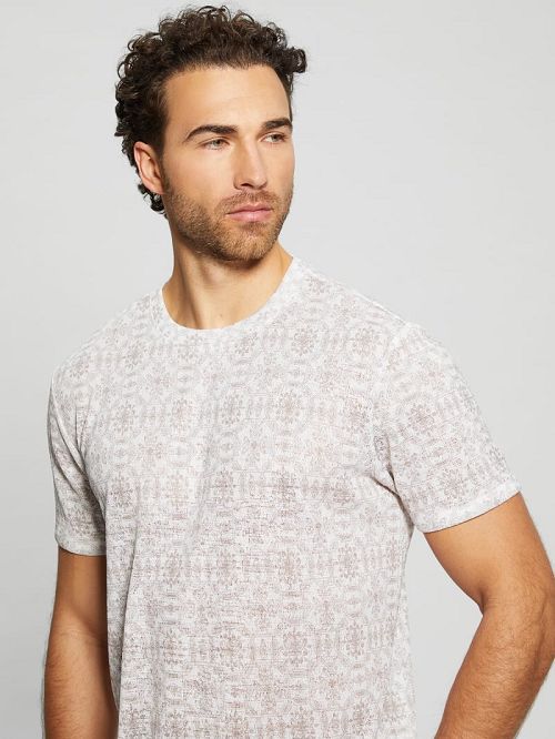 Guess Eco Gauze Crewneck Tee Albi | GUESS-SN30527