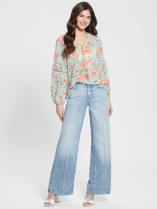 Guess Eco Gilda Printed Top Albastri | GUESS-SN27590
