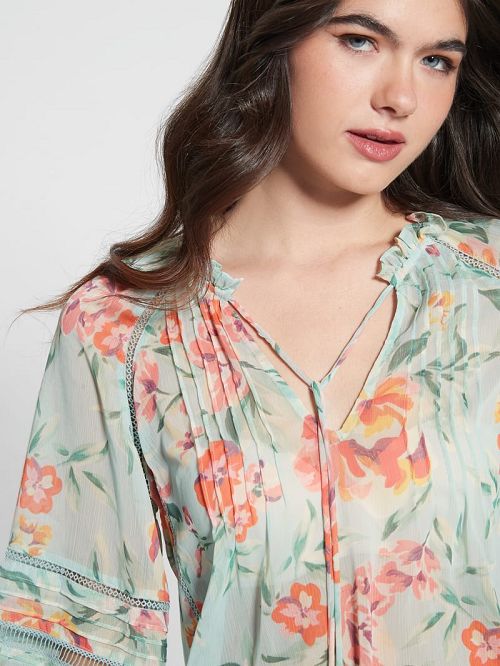 Guess Eco Gilda Printed Top Albastri | GUESS-SN27590