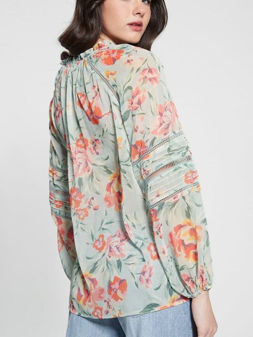Guess Eco Gilda Printed Top Albastri | GUESS-SN27590