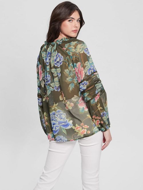 Guess Eco Gilda Printed Top Verzi | GUESS-SN27061