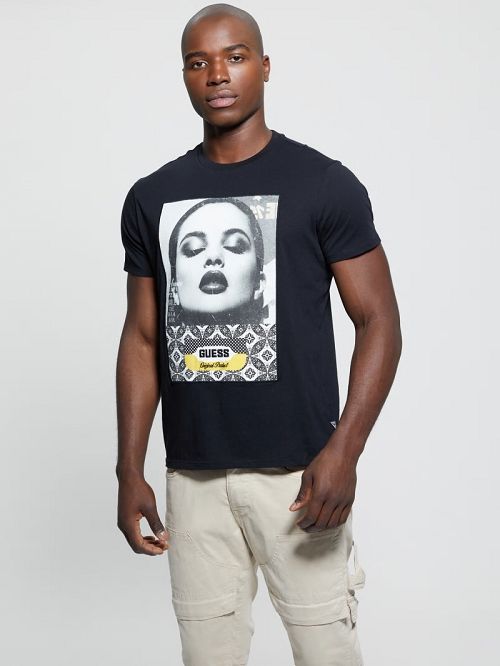 Guess Eco Girl Collage Tee Negrii | GUESS-SN30505