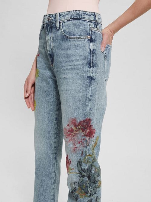 Guess Eco Girly Embroidered Jeans Albastri | GUESS-SN26607