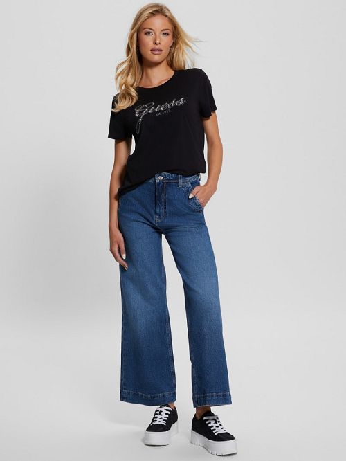 Guess Eco Glam Logo Easy Tee Negrii | GUESS-SN27170