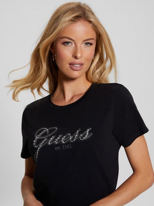 Guess Eco Glam Logo Easy Tee Negrii | GUESS-SN27170
