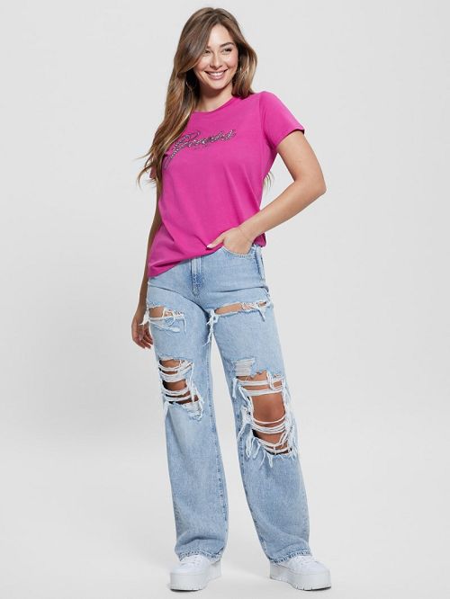 Guess Eco Glam Logo Easy Tee Roz | GUESS-SN27191