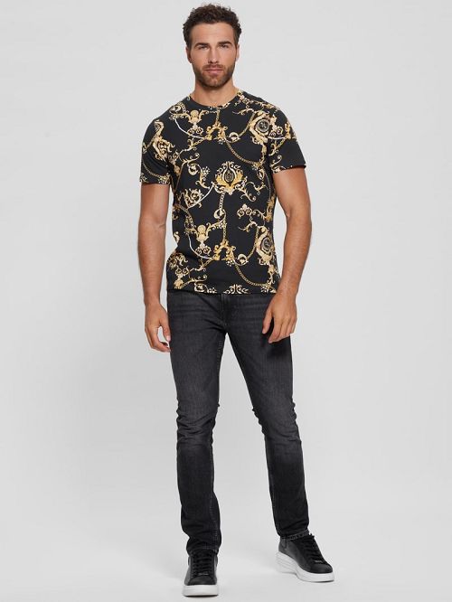 Guess Eco Gold Chain Tee Negrii | GUESS-SN30470