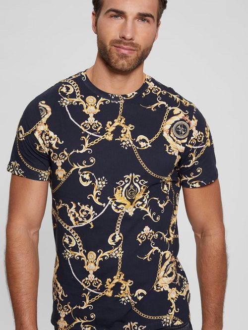 Guess Eco Gold Chain Tee Negrii | GUESS-SN30470