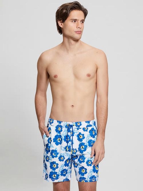 Guess Eco Hibiscus Swim Trunks Albastri | GUESS-SN31602