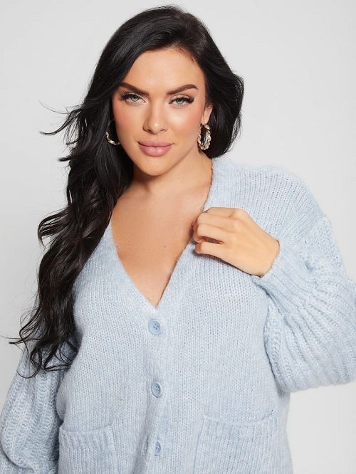 Guess Eco Hiro Knit Cardigan Sweater Albastri | GUESS-SN27785