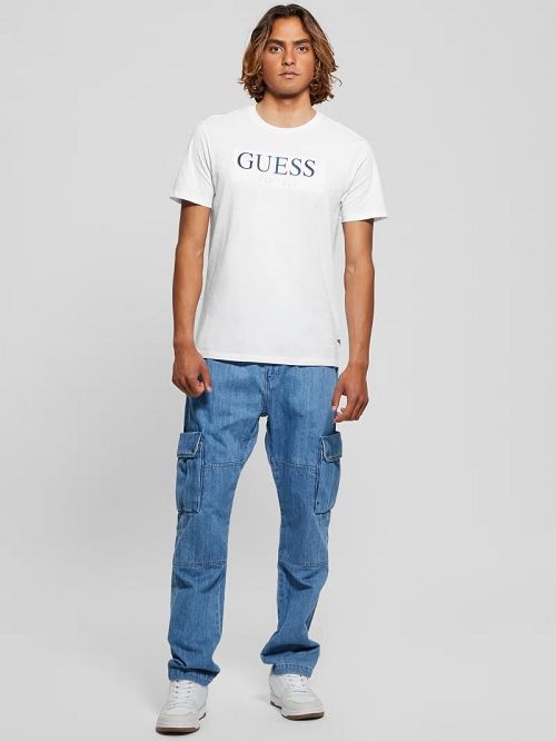 Guess Eco Iridescent Signature Tee Albi | GUESS-SN30594