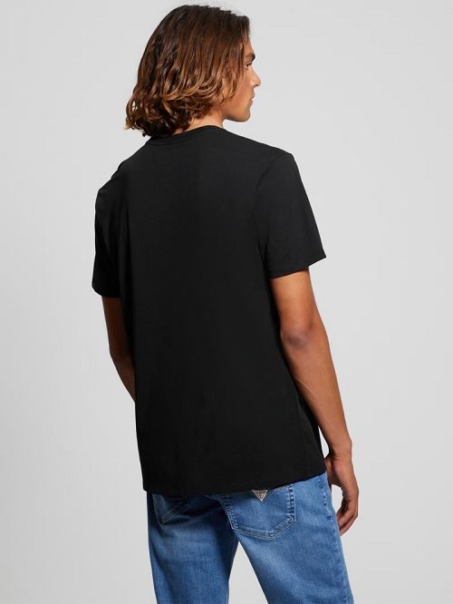 Guess Eco Iridescent Signature Tee Negrii | GUESS-SN30673