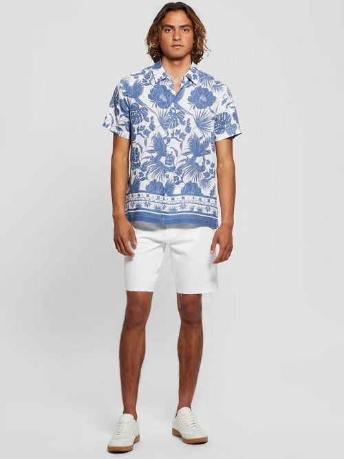 Guess Eco Island Border Linen Shirt Albastri | GUESS-SN31211
