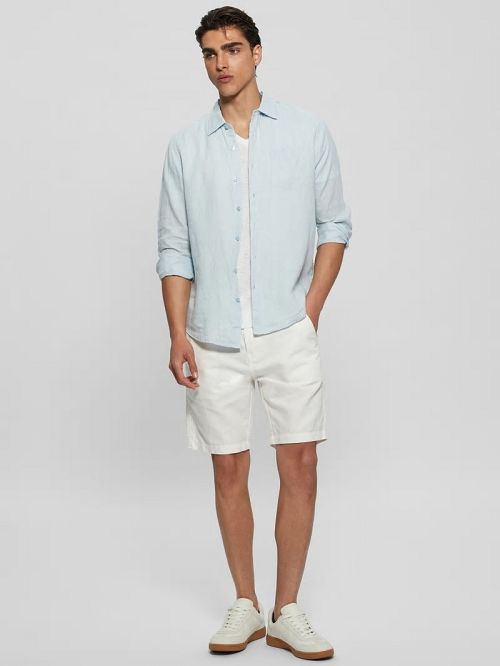 Guess Eco Island Linen Shirt Albastri | GUESS-SN31085