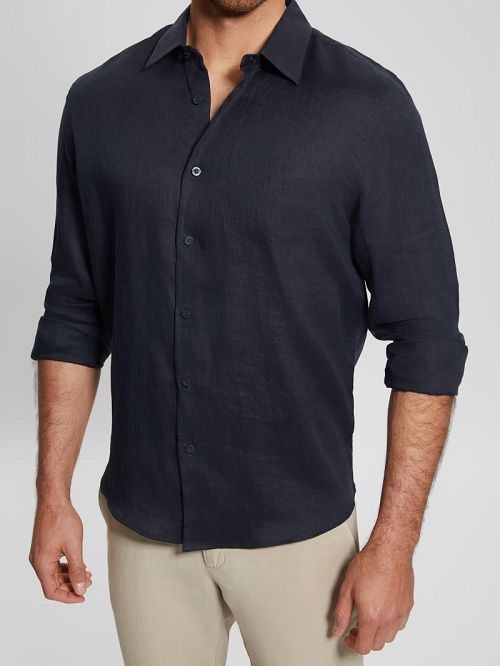 Guess Eco Island Linen Shirt Albastri | GUESS-SN31123