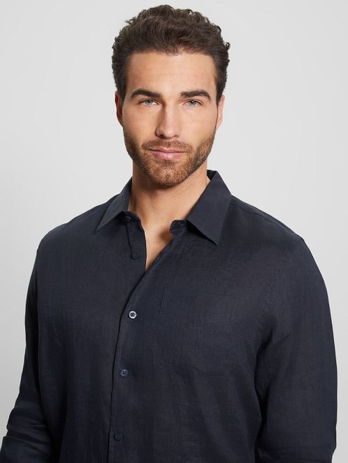 Guess Eco Island Linen Shirt Albastri | GUESS-SN31123