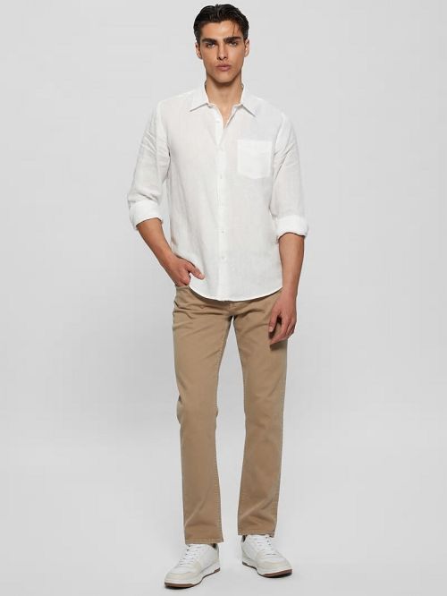 Guess Eco Island Linen Shirt Albi | GUESS-SN31187