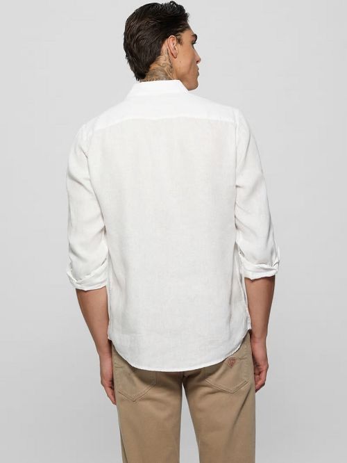 Guess Eco Island Linen Shirt Albi | GUESS-SN31187