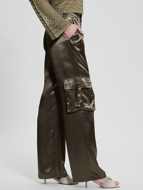 Guess Eco Jamie Satin Cargo Pants Maro | GUESS-SN28195