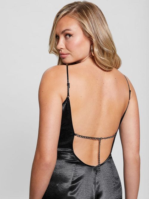 Guess Eco Jennie Satin Jumpsuit Negrii | GUESS-SN26755