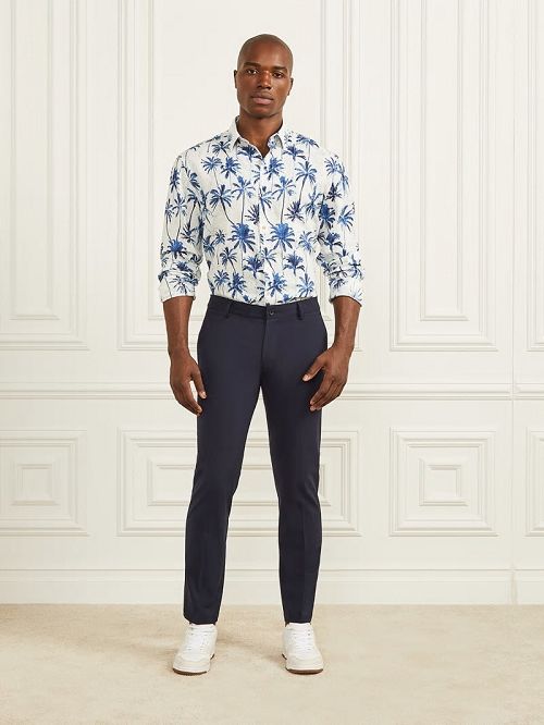 Guess Eco Joe Linen Shirt Albastri | GUESS-SN31140