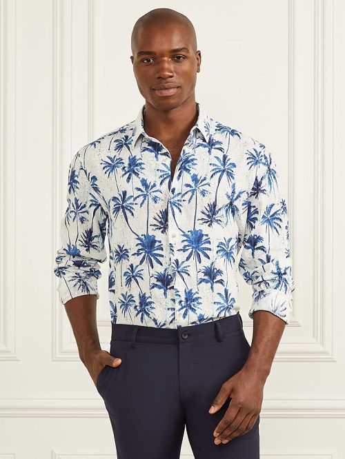 Guess Eco Joe Linen Shirt Albastri | GUESS-SN31140