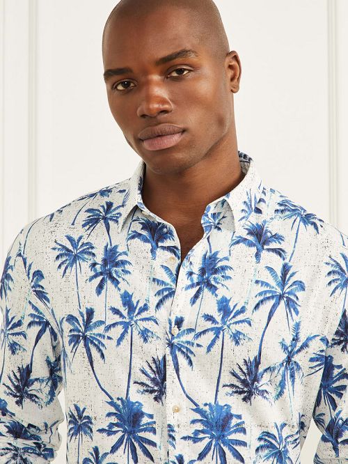 Guess Eco Joe Linen Shirt Albastri | GUESS-SN31140