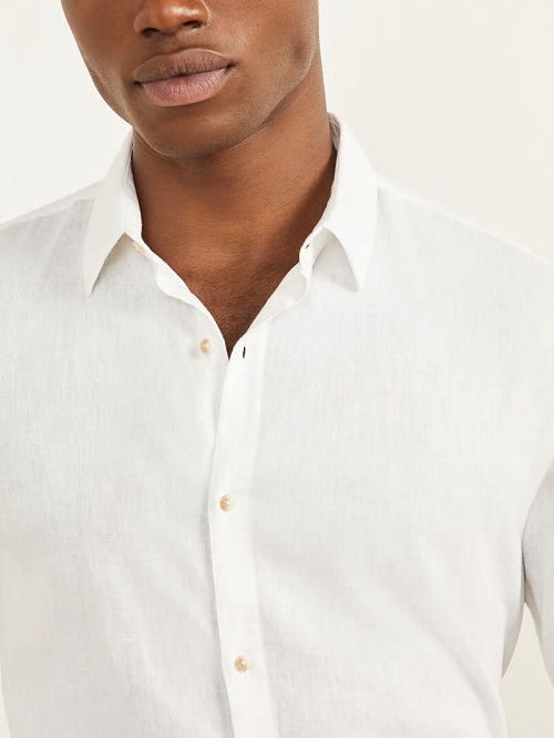 Guess Eco Joe Linen Shirt Albi | GUESS-SN31237
