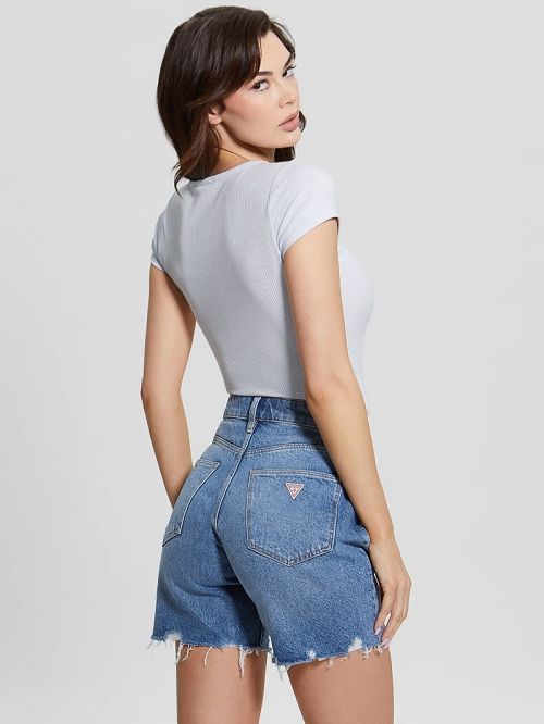 Guess Eco Karlee Henley Tee Albastri | GUESS-SN27532