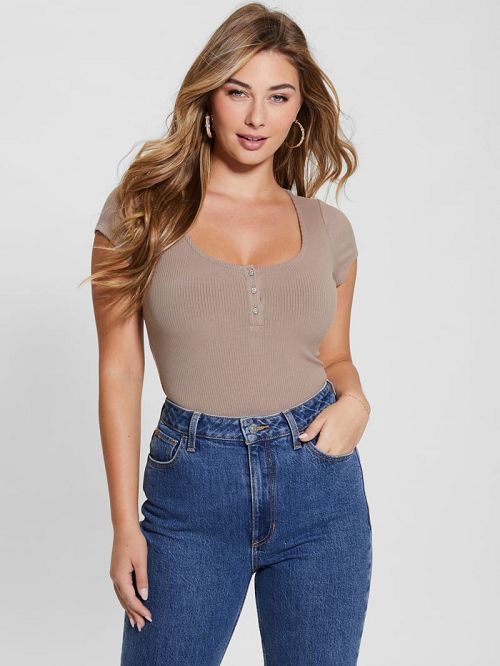 Guess Eco Karlee Henley Tee Bej | GUESS-SN27165