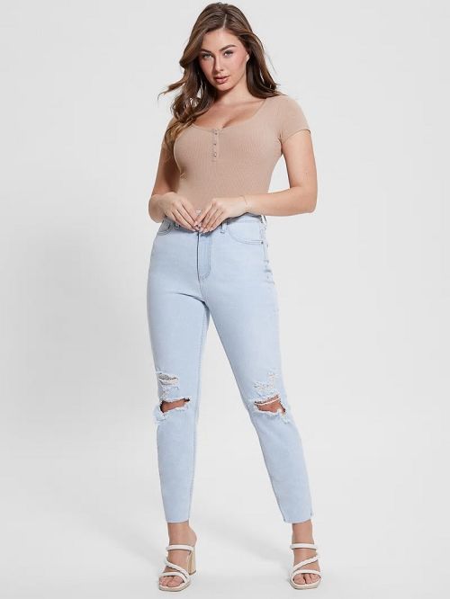 Guess Eco Karlee Henley Tee Bej | GUESS-SN27420
