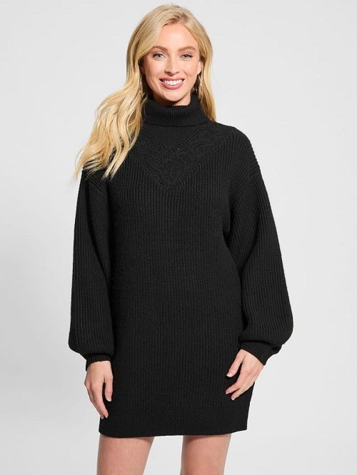 Guess Eco Katie Turtleneck Sweater Dress Negrii | GUESS-SN26813