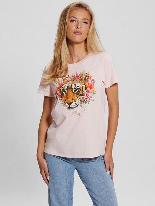 Guess Eco Le Tigre Easy Tee Roz | GUESS-SN27223