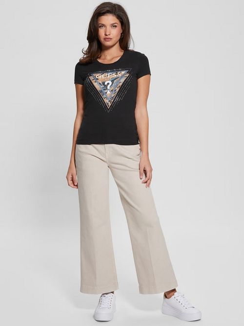 Guess Eco Leo Signature Triangle Tee Negrii | GUESS-SN27166