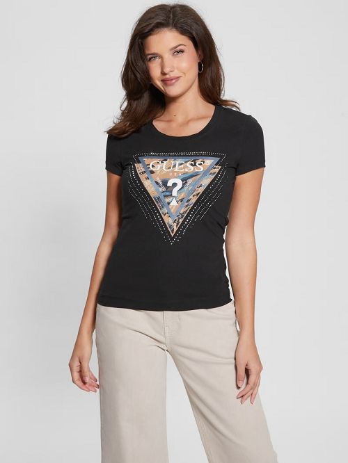 Guess Eco Leo Signature Triangle Tee Negrii | GUESS-SN27166