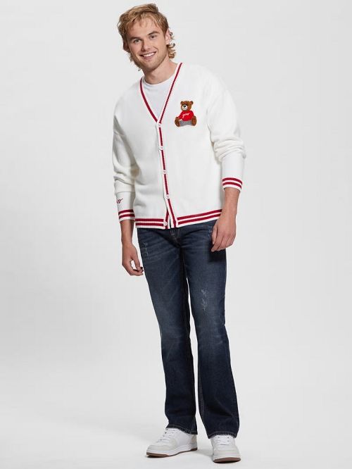 Guess Eco Liam Patch Cardigan Albi | GUESS-SN30808