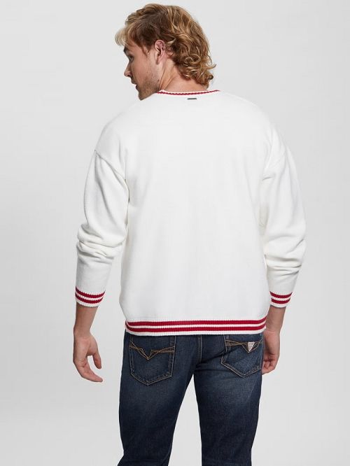 Guess Eco Liam Patch Cardigan Albi | GUESS-SN30808
