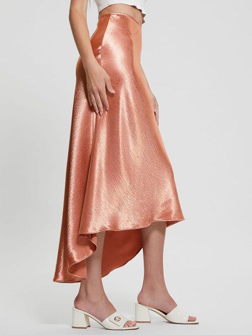 Guess Eco Lilya Satin Midi Skirt Roz | GUESS-SN28157