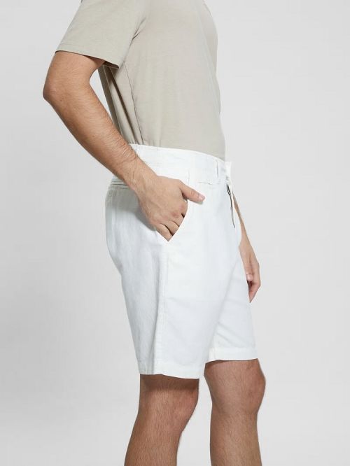 Guess Eco Linen Slub Shorts Albi | GUESS-SN31357