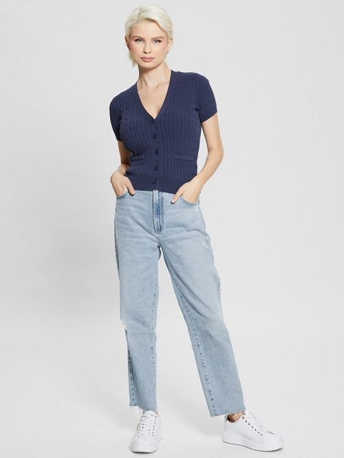 Guess Eco Lisa Twisted Cable Cardigan Albastri | GUESS-SN27470