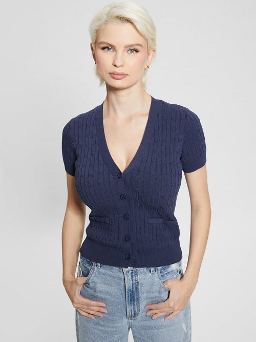 Guess Eco Lisa Twisted Cable Cardigan Albastri | GUESS-SN27470