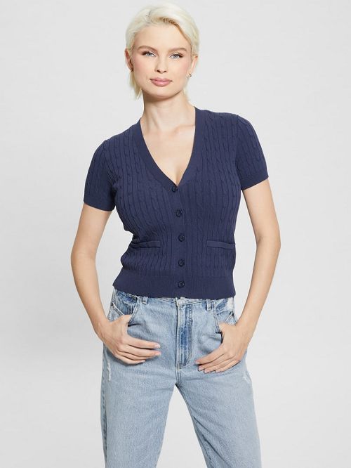 Guess Eco Lisa Twisted Cable Cardigan Albastri | GUESS-SN27470
