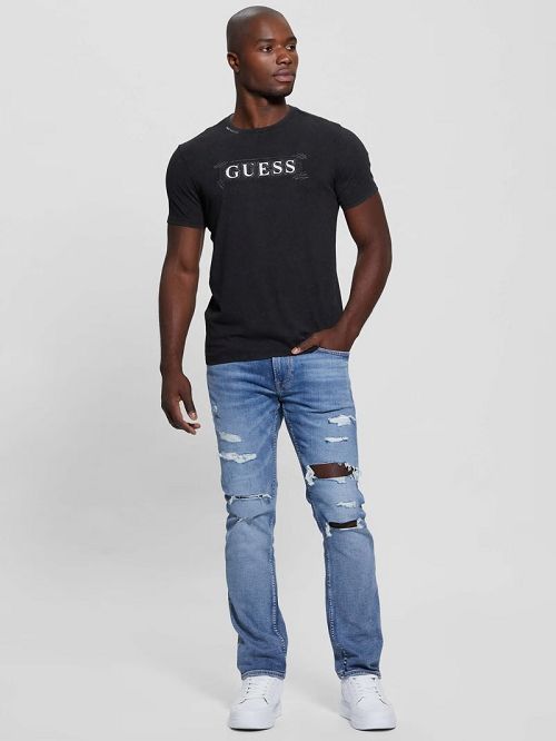 Guess Eco Logo Applique Tee Negrii | GUESS-SN30664