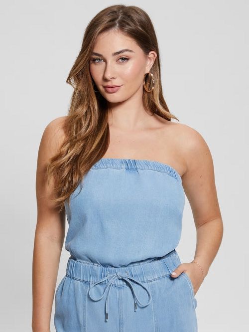 Guess Eco Lucia Denim Cargo Jumpsuit Albastri | GUESS-SN26940