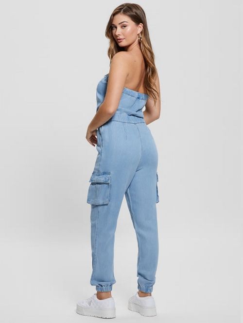 Guess Eco Lucia Denim Cargo Jumpsuit Albastri | GUESS-SN26940
