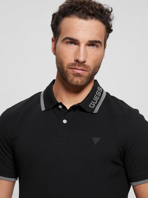 Guess Eco Lyle Logo Polo Negrii | GUESS-SN31245