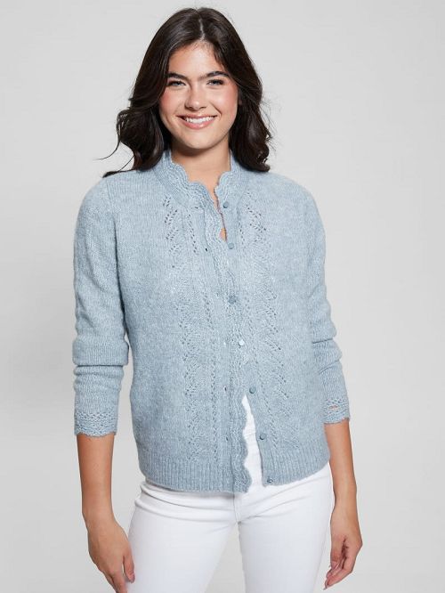Guess Eco Macie Crochet Cardigan Albastri | GUESS-SN27705
